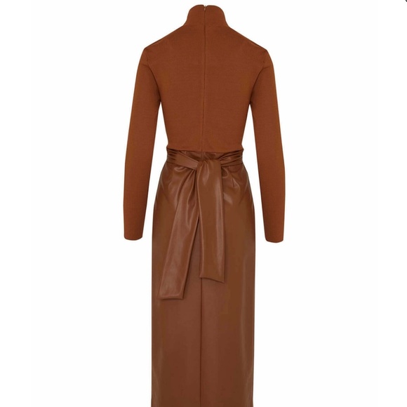 Nocturne Ruched Dress Light Brown Sz 42 US Sz 10 - Picture 6 of 9